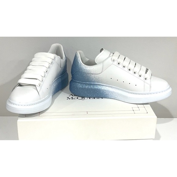 ALEXANDER McQueen Oversized Sneakers Ombre Blue Glitter Airbrush NEW size 38.5 - Picture 15 of 16